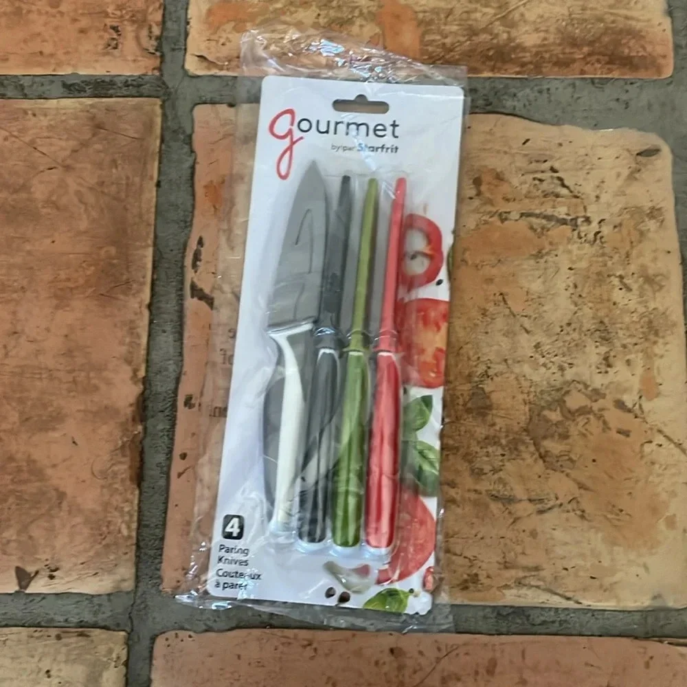 NEW Starfrit Set of 4 Paring Knives in Multicolored